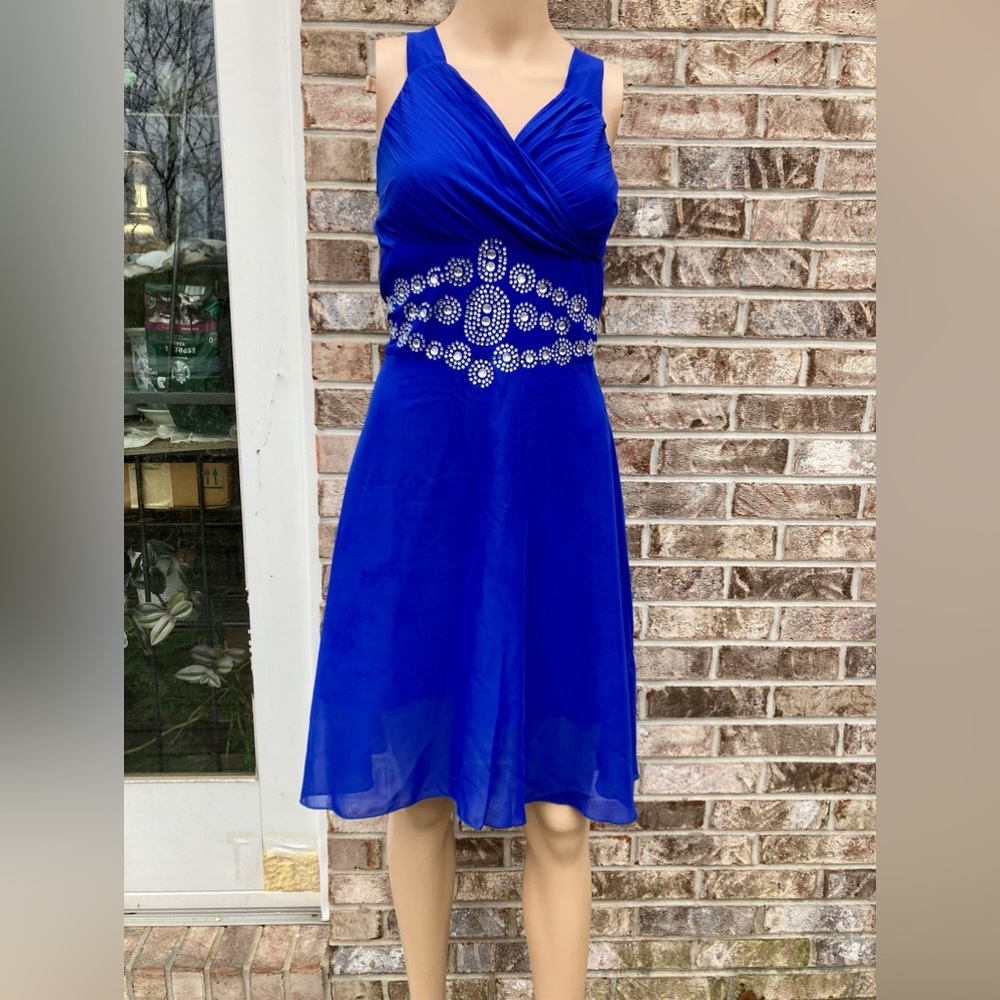 Cobalt Blue Rhinestone Light Weight Formal Dress